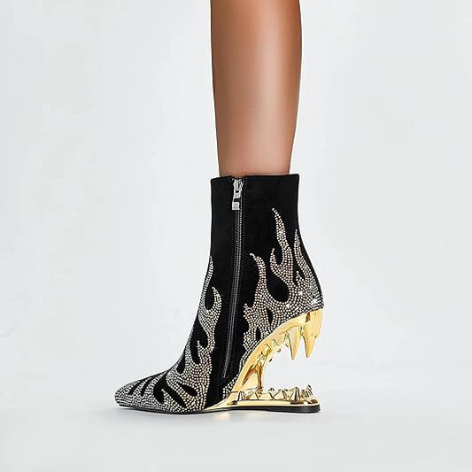 Golden Flame Luxe Ankle Boots