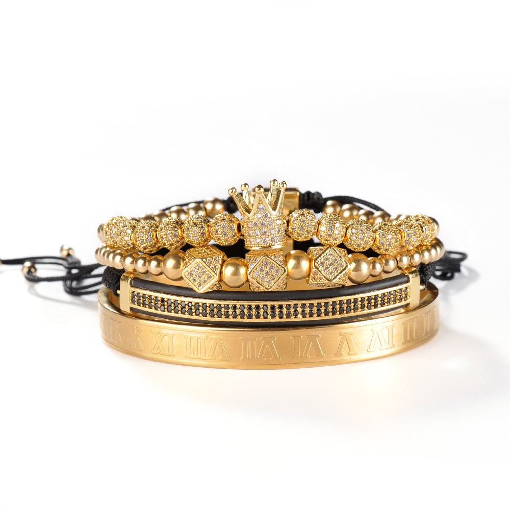 Crowned Hustle Luxe Bracelet Stack for Men