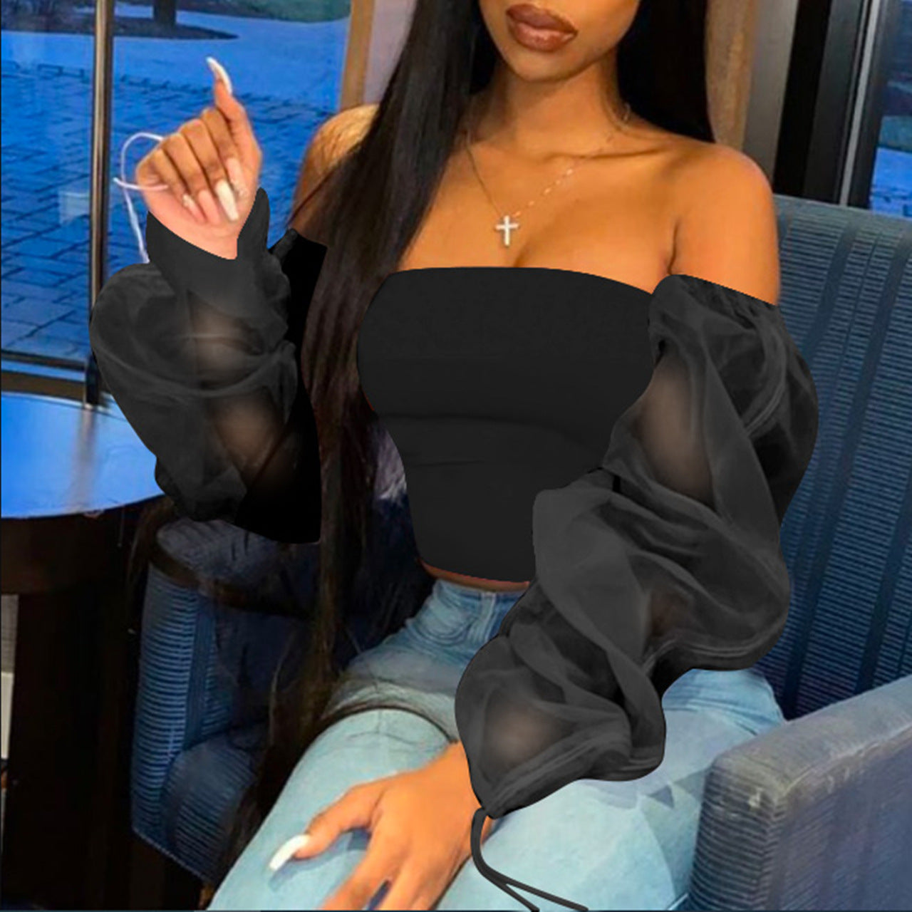 Royal Aura Mesh Top