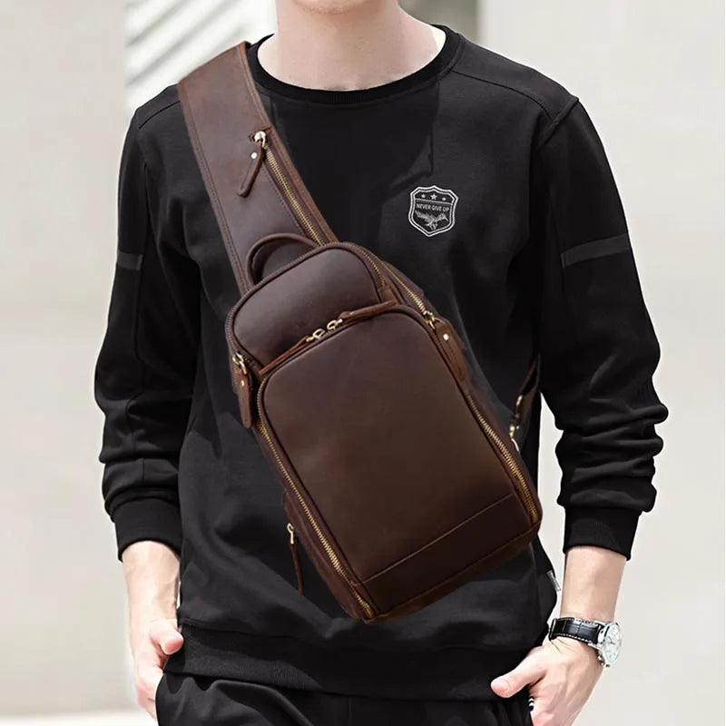 Executive Edge Leather Sling Bag