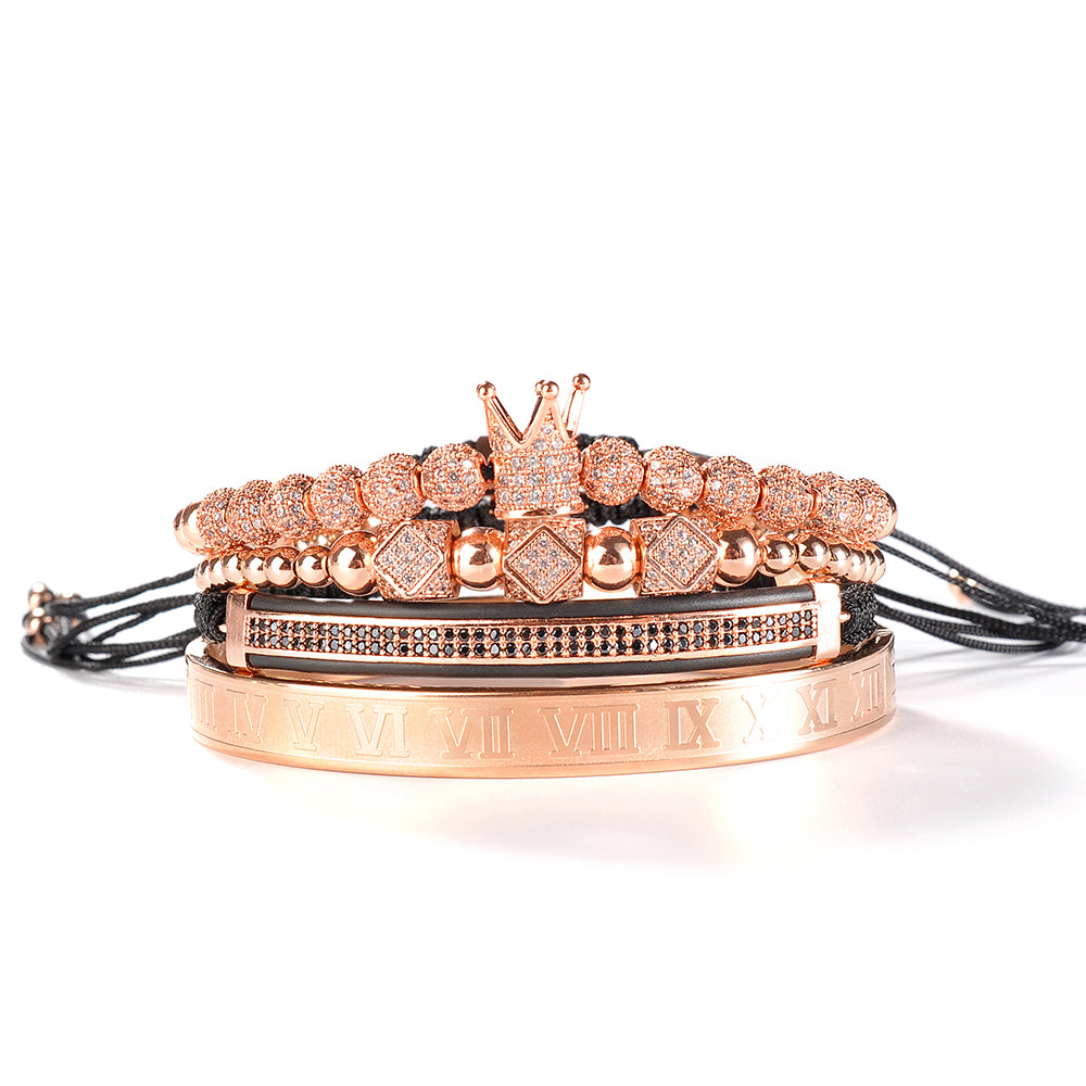 Crowned Hustle Luxe Bracelet Stack for Men
