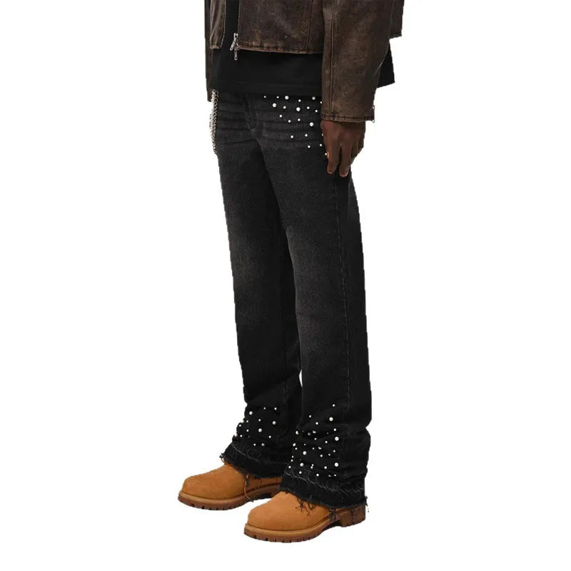 Diamond Drip Straight-Leg Jeans