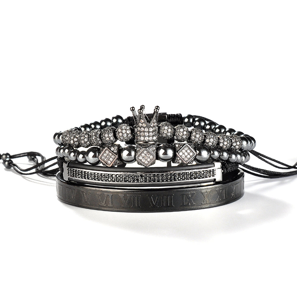 Crowned Hustle Luxe Bracelet Stack for Men