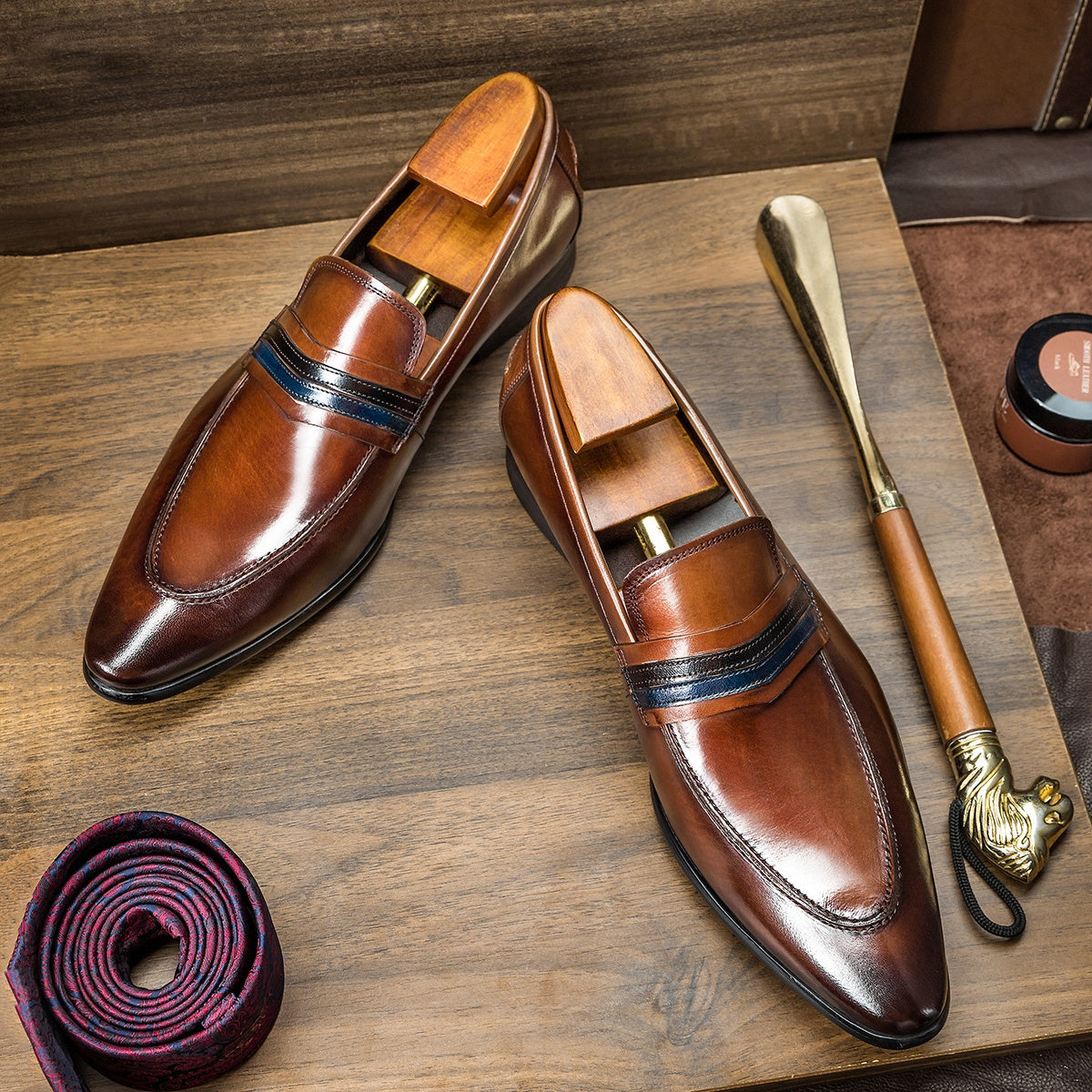 Imperial Crest Leather Loafers