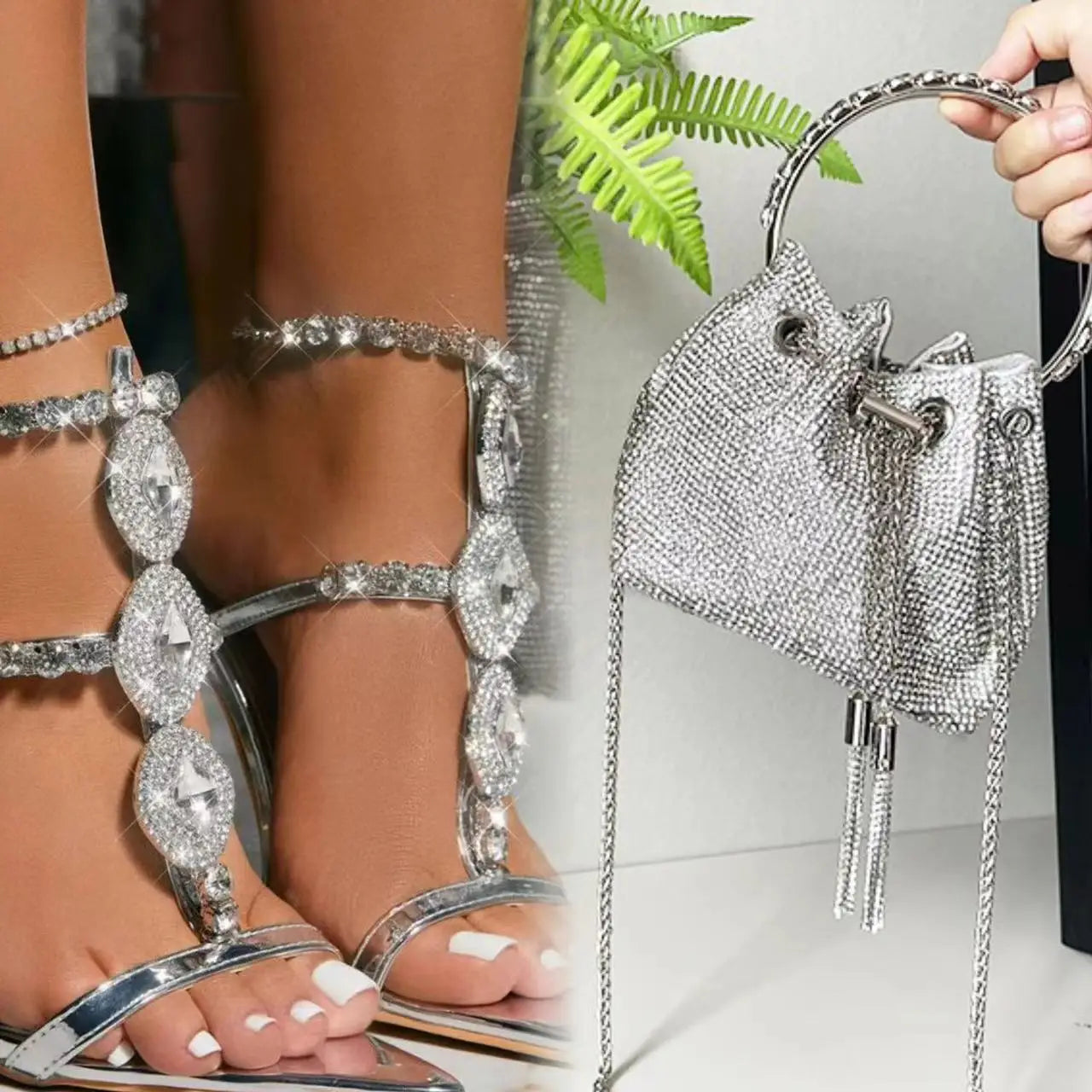 Diamond Halo Luxe Sandal & Bag Set