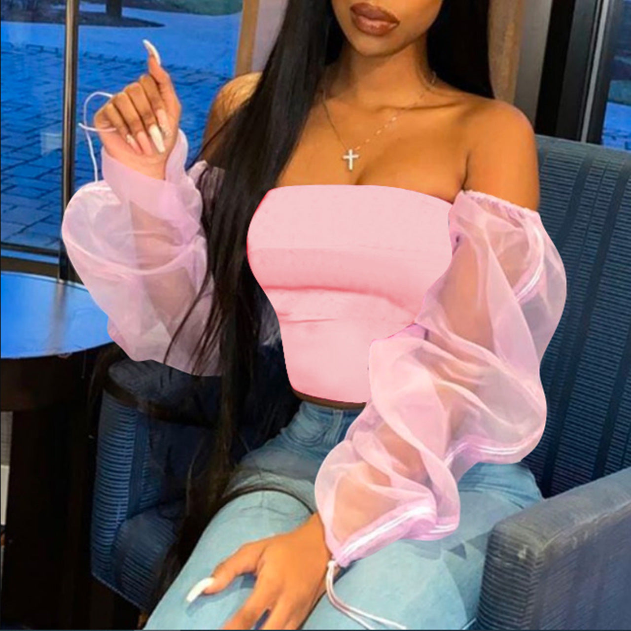 Royal Aura Mesh Top