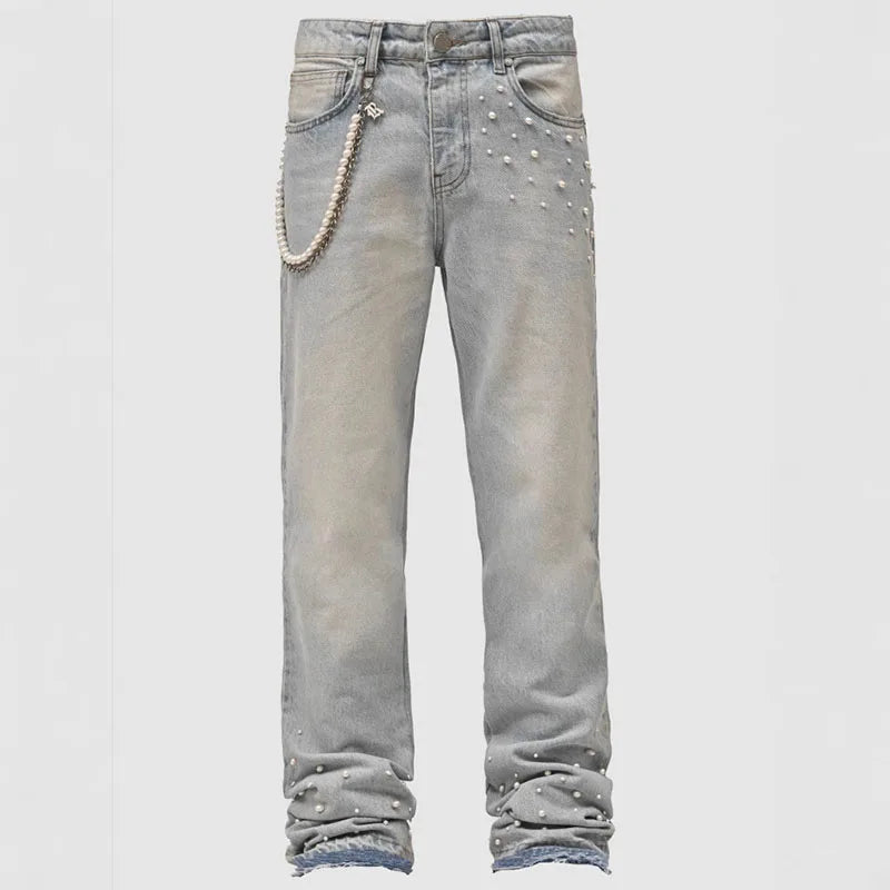 Diamond Drip Straight-Leg Jeans