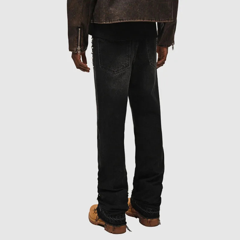 Diamond Drip Straight-Leg Jeans