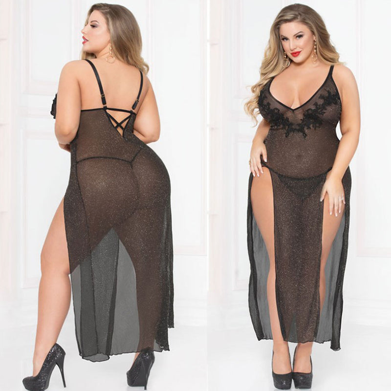 Midnight Allure Plus Lace Maxi Set