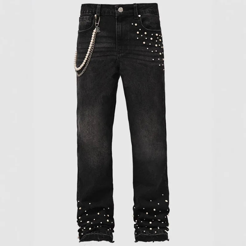 Diamond Drip Straight-Leg Jeans