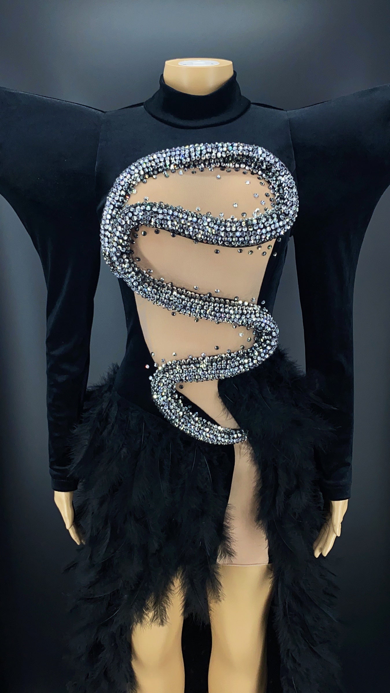 The Serpentine Noir Statement Gown