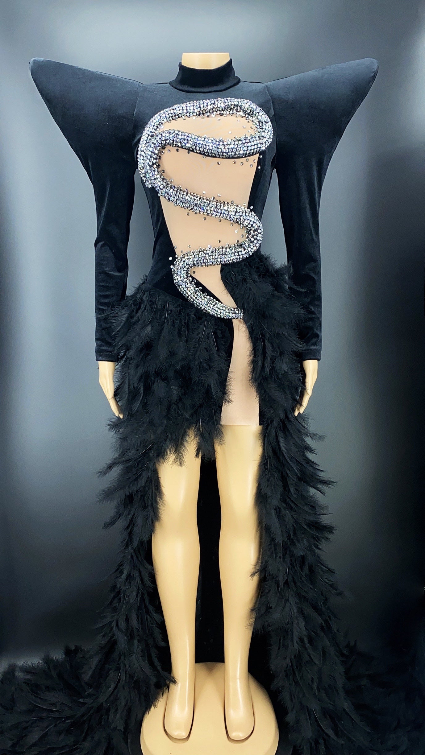 The Serpentine Noir Statement Gown