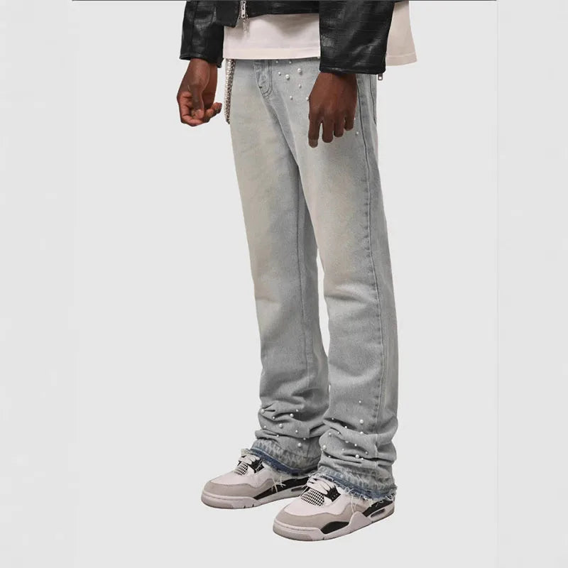 Diamond Drip Straight-Leg Jeans
