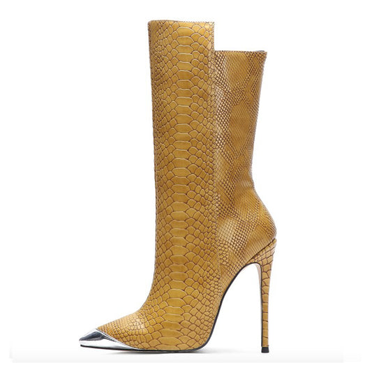 Earthy Python Stiletto Boots