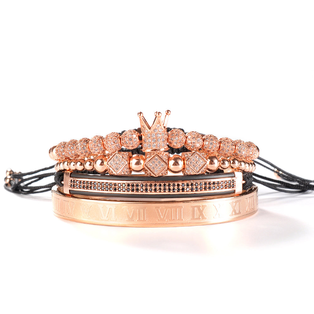 Crowned Hustle Luxe Bracelet Stack for Men