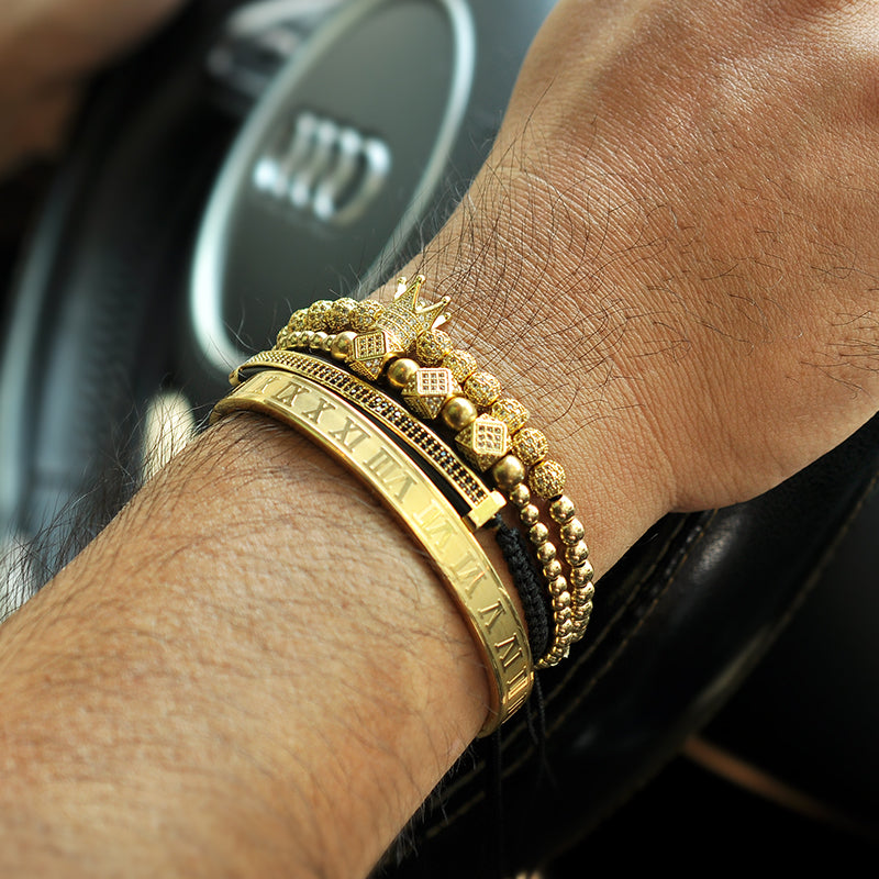 Crowned Hustle Luxe Bracelet Stack for Men