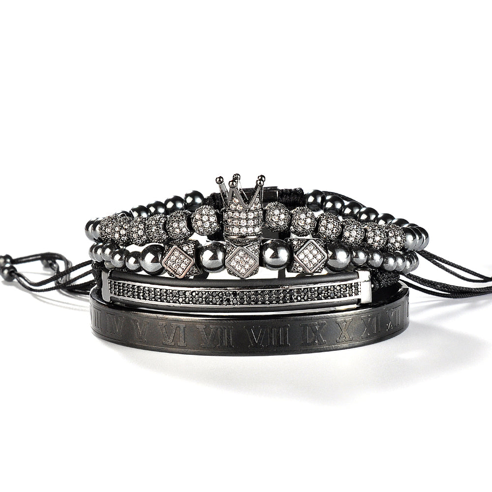 Crowned Hustle Luxe Bracelet Stack for Men