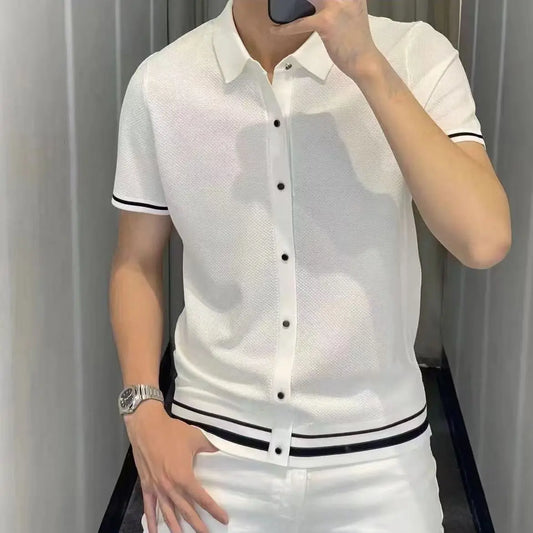 The “Ivory Prestige” Knit Polo Shirt