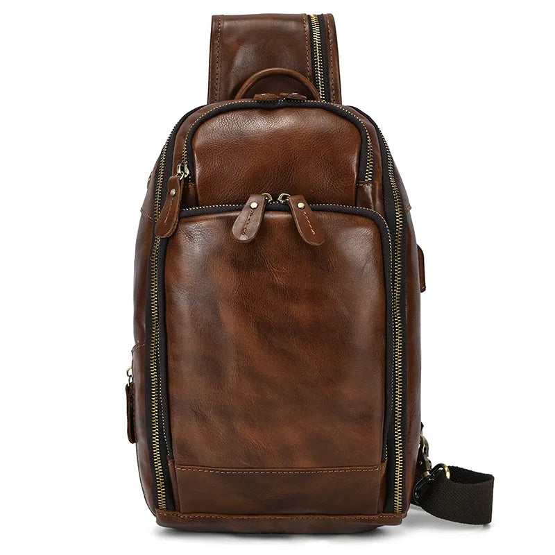 Executive Edge Leather Sling Bag