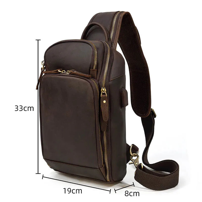 Executive Edge Leather Sling Bag