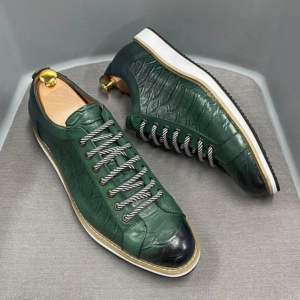 The Emerald Crest Leather Sneakers