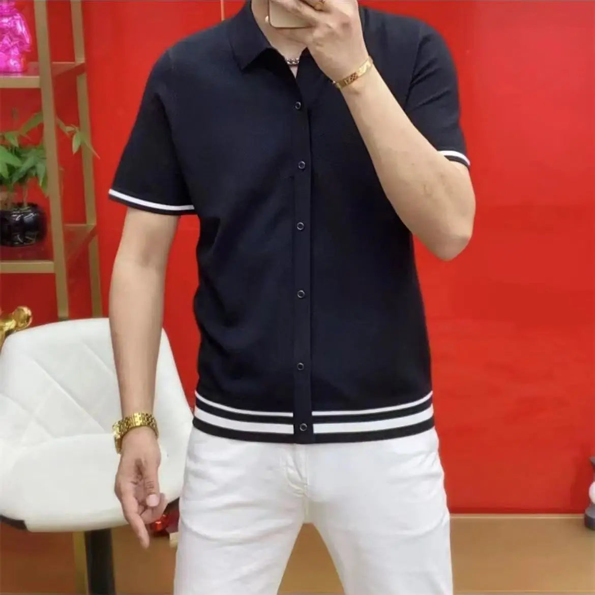 The “Ivory Prestige” Knit Polo Shirt