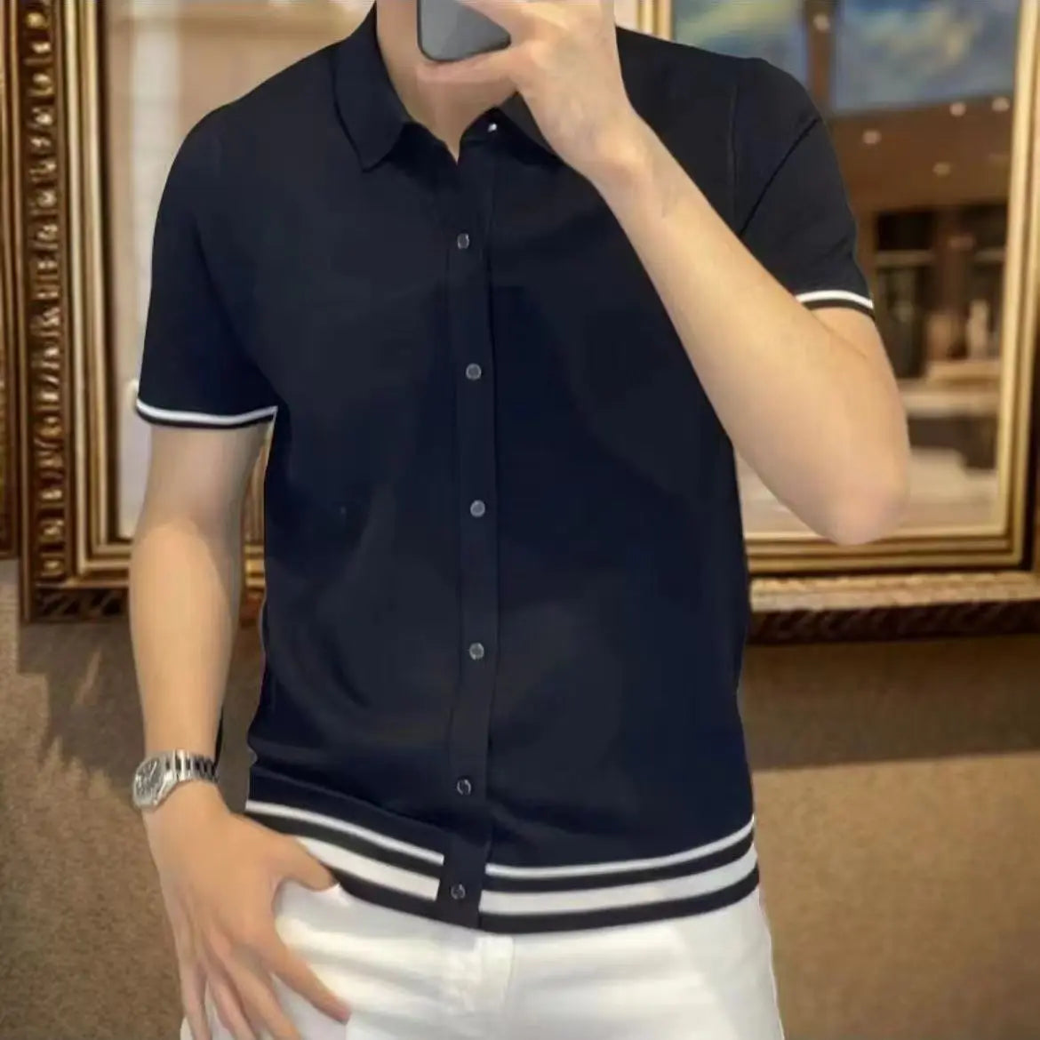 The “Ivory Prestige” Knit Polo Shirt